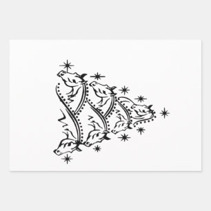 Horses Christmas Tree Equestrian Holiday Xmas Wrapping Paper Sheet