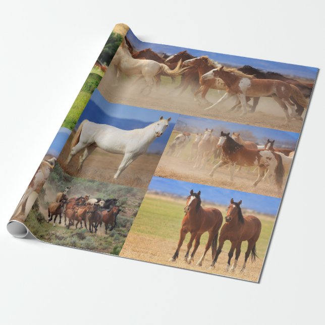 Horses Collage Wrapping Paper (Unrolled)