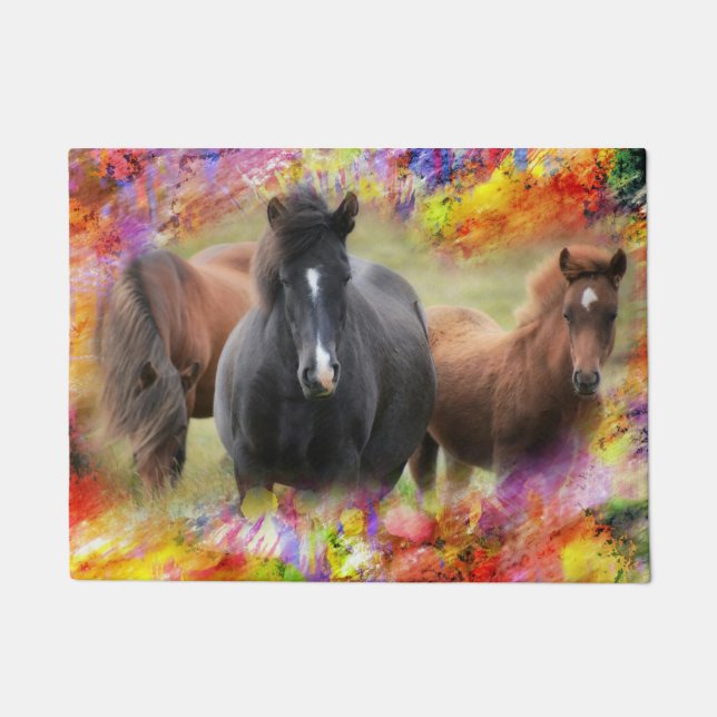 Horses Colourful Doormat (Front)