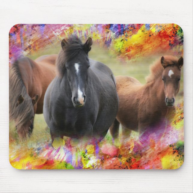 Horses Colourful Mouse Mat (Front)