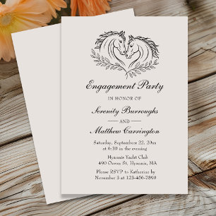 Horses Country Western Elegant Engagement Party Invitation