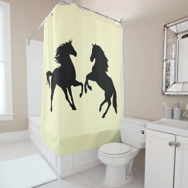 Horses Couple Yellow Shower Curtain - Your Colours (In Situ)