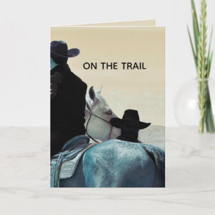 Horses & cowboys ride to the sun Hats on! Card