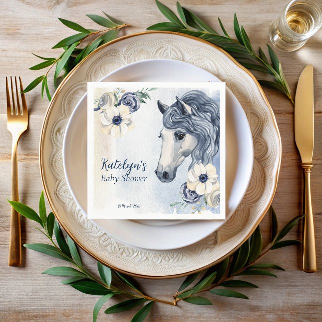 Horses cowgirl baby shower monogrammed napkin (Horses cowgirl baby shower monogrammed napkins personalized equestrian baby shower napkins)