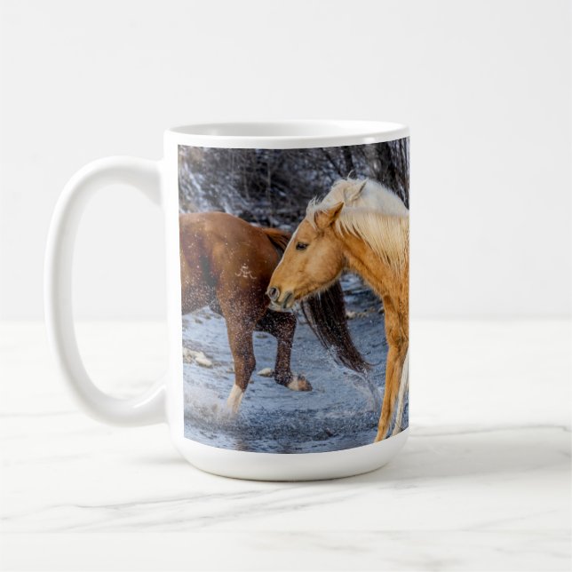 Horses Crossing the Stream Coffee Mug (Left)