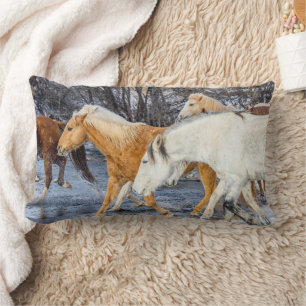 Horses Crossing the Stream Lumbar Cushion