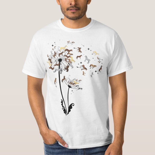 Horses Dandelion Funny Horse 567n8imal Lovers Tee  (Front)