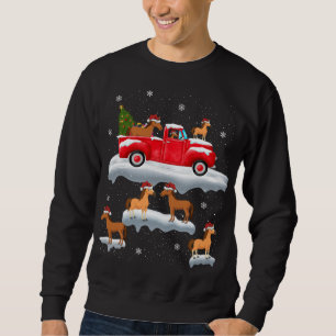 Horses Driving Christmas Tree Red Truck Horse Chri Sweatshirt