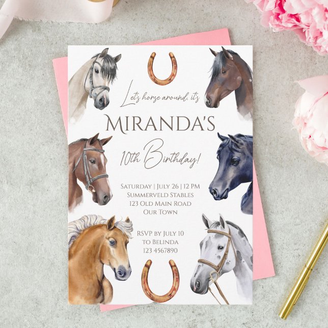 Horses equestrian elegant birthday party invitation (Creator Uploaded)