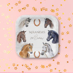 Horses equestrian elegant birthday party paper plate<br><div class="desc">Horse themed birthday party tableware horses equestrian elegant birthday party plates,  beautiful watercolor hand painted horse portraits for let's horse around  horse themed party</div>