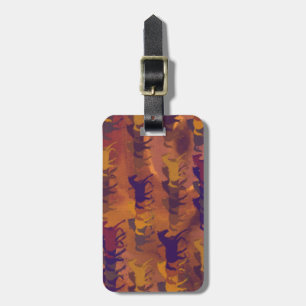 horses farm pattern luggage tag