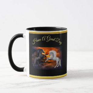Horses fighting in a bad lightning storm mug