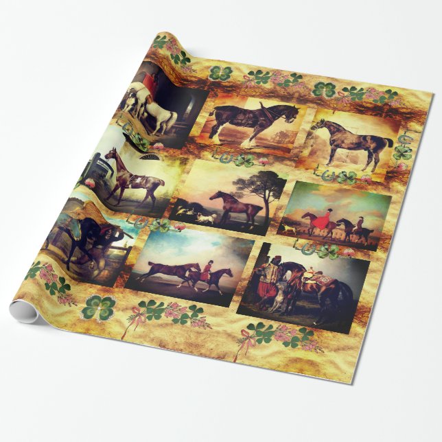 HORSES FINE ART PAINTINGS,HORSE SHOES PARCHMENT WRAPPING PAPER (Unrolled)