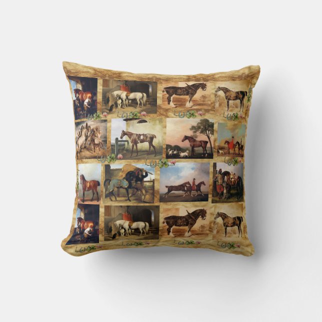HORSES FINE ART PAINTINGS PARCHMENT,HORSE SHOES CUSHION (Front)