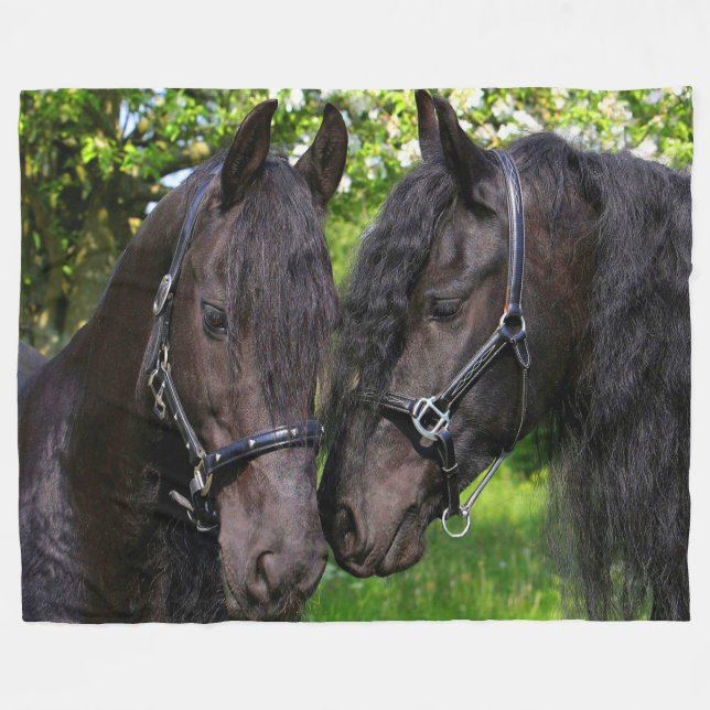 Horses Fleece Blanket (Front (Horizontal))