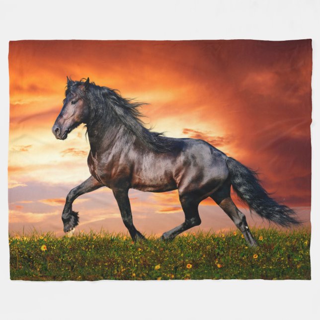 Horses Fleece Blanket (Front (Horizontal))