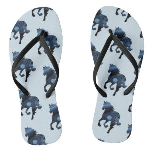 Horses, Flip Flops Blue Horse