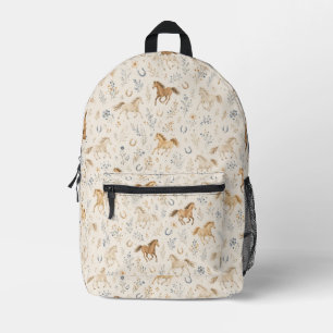 Horses Floral Printed Backpack