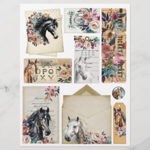 Horses & Florals Ephemera for Junk Journals