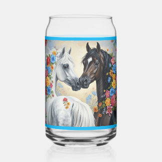  Horses framed in flowers  Can Glass