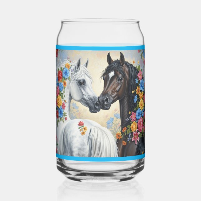  Horses framed in flowers  Can Glass (Back)