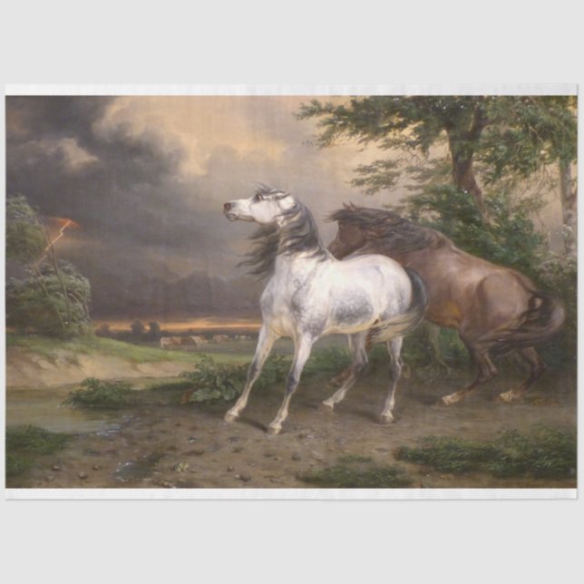 Horses Frightened by the Storm (by Carle Vernet) Tissue Paper (Front)
