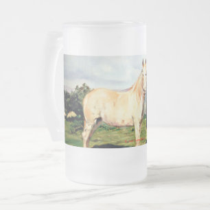 Horses Frosted Glass Beer Mug