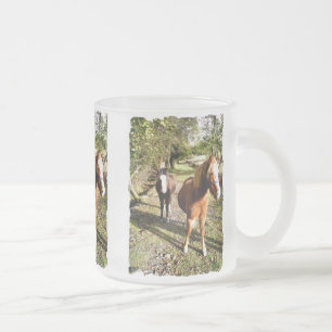 HORSES FROSTED GLASS COFFEE MUG