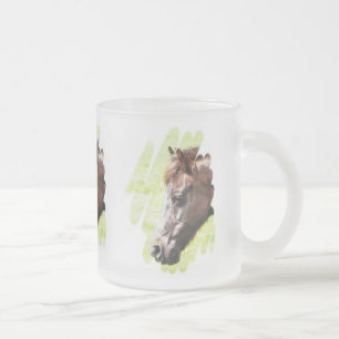 HORSES FROSTED GLASS COFFEE MUG