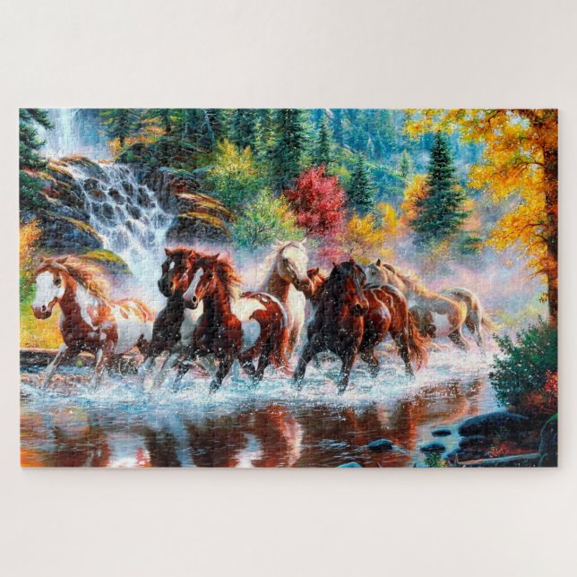 Horses Galloping in the Forest Jigsaw Puzzle (Horizontal)