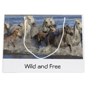 Horses galloping in the water large gift bag