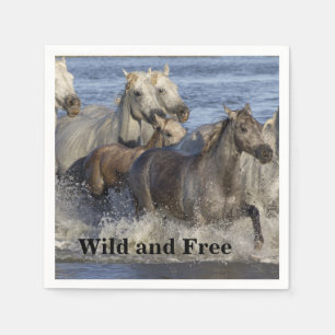 Horses galloping in the water napkin