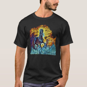 Horses Galloping With A Fire Like Sky Pop Style T-Shirt