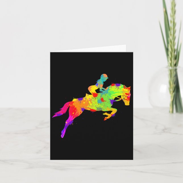 Horses Girls Rider Riding Horse Women  Card (Front)