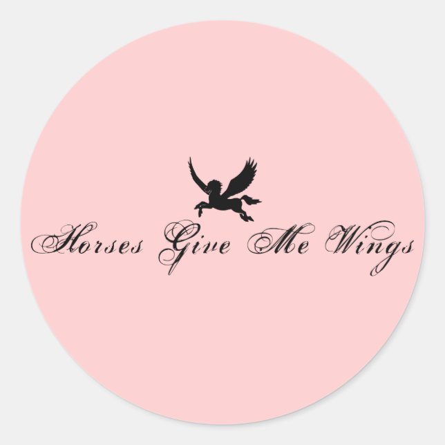 Horses Give Me Wings Classic Round Sticker (Front)