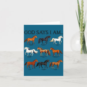 Horses God Says I Am Cute Christian Girl Teen Bibl Card