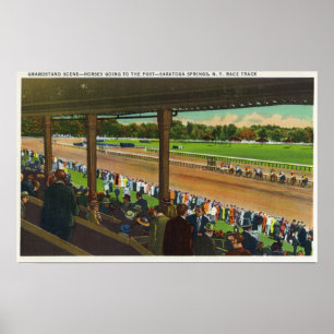 Horses Going to the Post at Race Track Poster