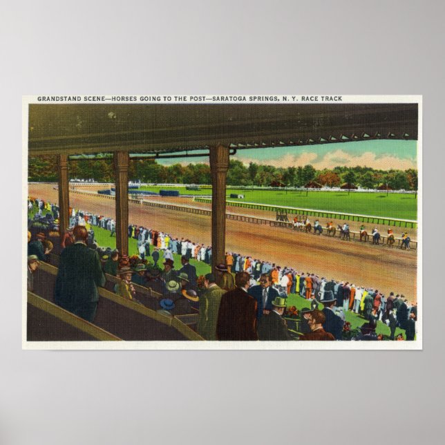 Horses Going to the Post at Race Track Poster (Front)