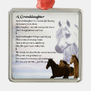 Horses Grandaughter poem Metal Tree Decoration