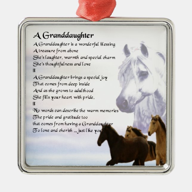 Horses Grandaughter poem Metal Tree Decoration (Front)