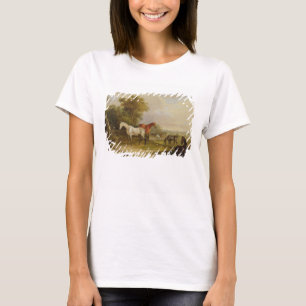 Horses Grazing: A Grey Stallion grazing with Mares T-Shirt