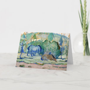 Horses Grazing by Franz Marc, Vintage Fine Art Card