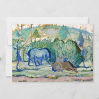 Horses Grazing by Franz Marc, Vintage Fine Art Invitation