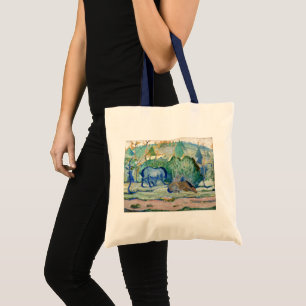 Horses Grazing by Franz Marc, Vintage Fine Art Tote Bag