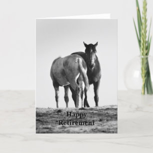 Horses Grazing Happy Retirement Card