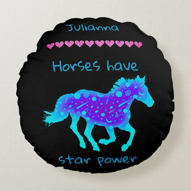 Horses Have Star Power     Round Cushion (Front)