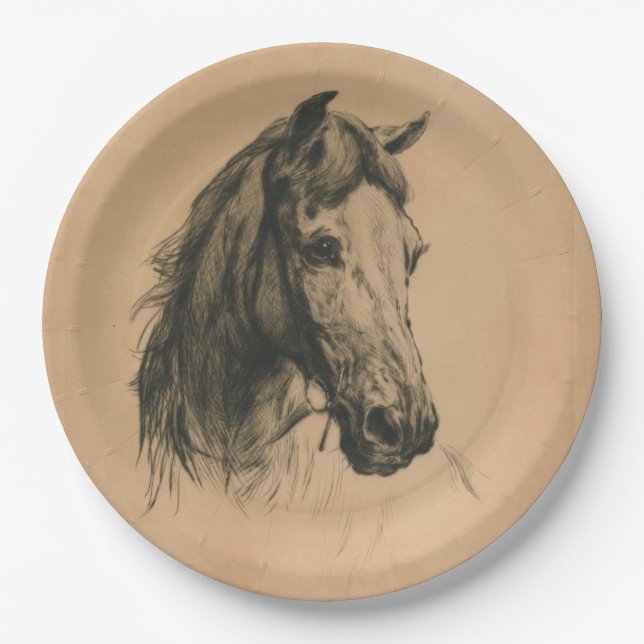 Horse's Head (by Heywood Hardy) Paper Plate (Front)