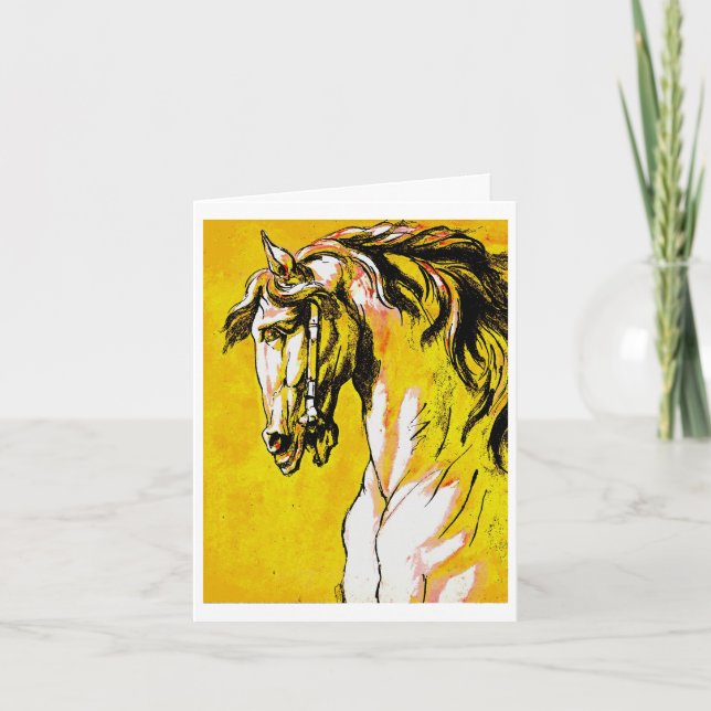 Horses Head (Yellow) Thank You Card (Front)