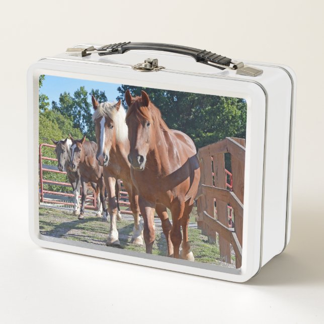Horses Headed Back To The Barn Metal Lunch Box (Front)