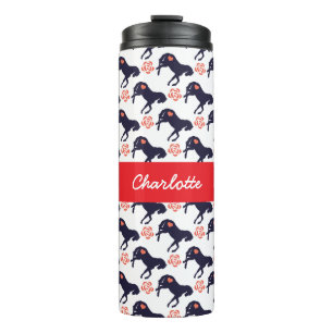 Horses Hearts and Roses Pattern Thermal Tumbler